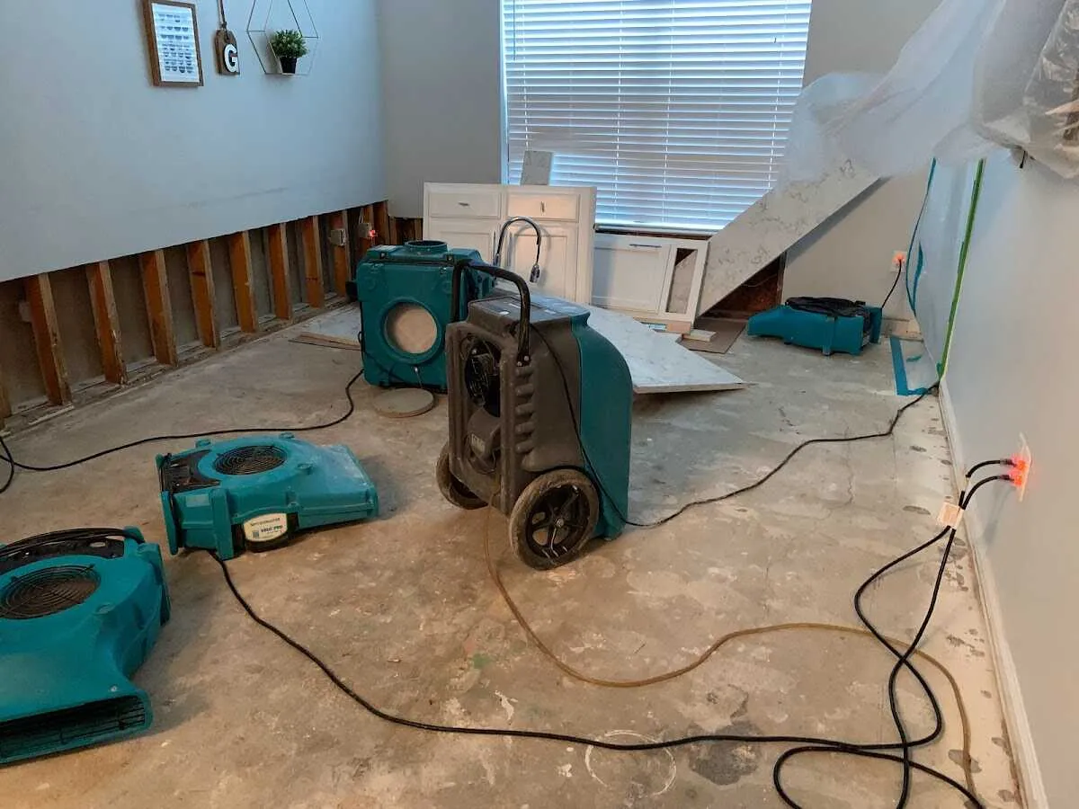 Dehumidifier in flood-cut room for Water Damage Restoration in Bexley