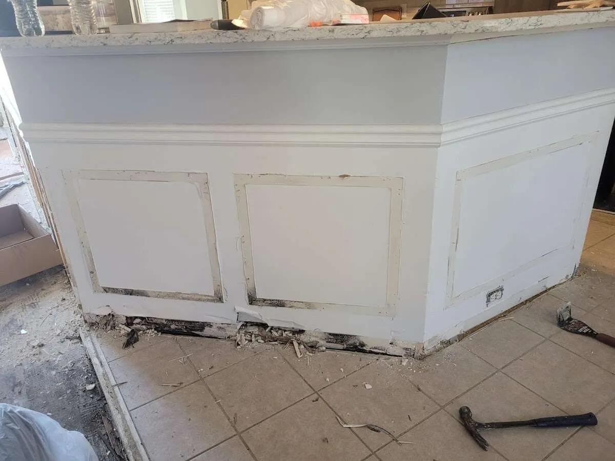 Water damage and mold on kitchen during Storm Damage Restoration in Bexley